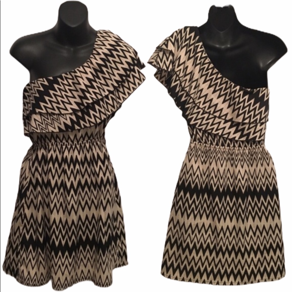Chevron One Shoulder Dress